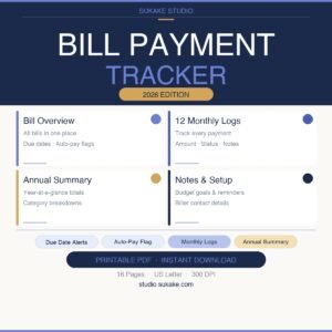 Bill Payment Tracker Printable Periwinkle Blue