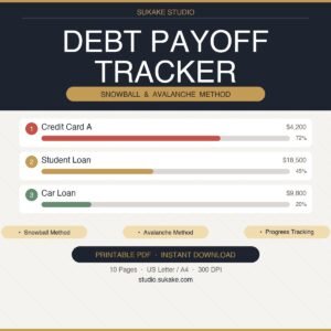 Debt Payoff Tracker Snowball Avalanche Printable PDF